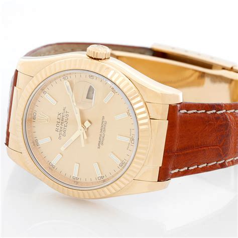 rolex gold leather strap|authentic rolex leather watch bands.